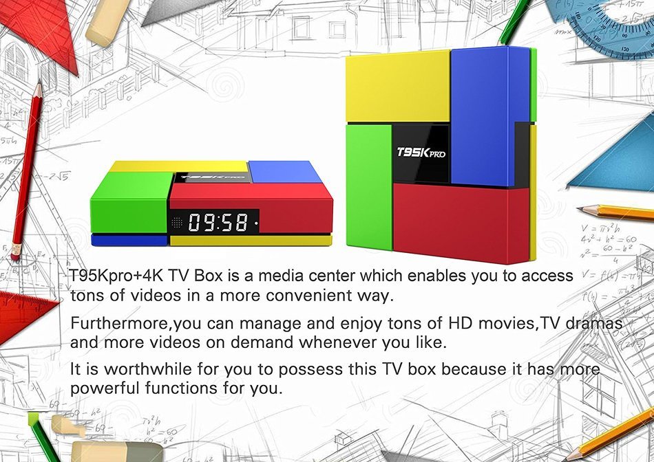 KOLOF T95K Pro Amlogic S912 TV BOX 2GB 16GB Octa Core Android 6.0 HD 4K 1080P 3D Streaming Media Players Support... N4