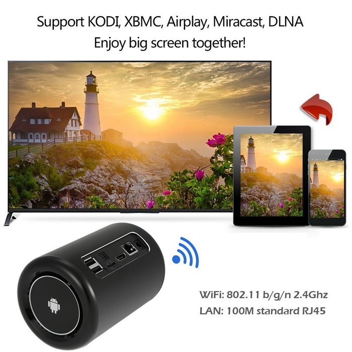 Docooler I8 Smart Android TV Box Android 5.1.1 RK3229 Quad core UHD 4K 1G / 8G KODI Mini PC WiFi & LAN H.265 XBMC... N4