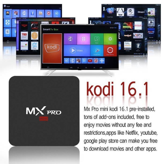 Mx Pro Mini android tv box Amlogic S905X Quad-Core cortex-A53 Android 6.0 Kodi 16.1 Fully Loaded 64bit 1GB/8GB... N3