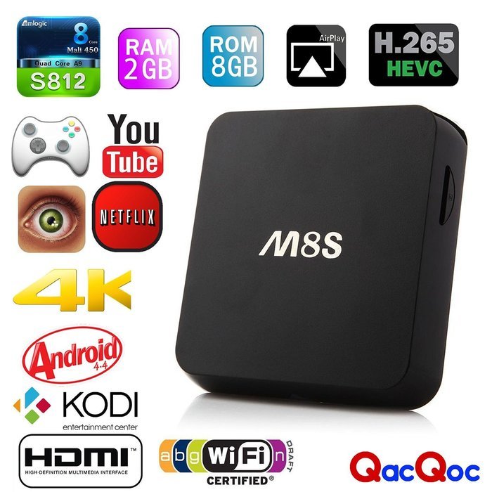 Harryup TV Box M8S Android 4.4 S812 Quad Core Smart HTPC TV BOX Mini PC Streaming Media Player with KODI(XBMC)... N2