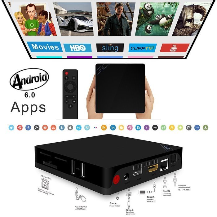 Docooler i68 Smart Android 6.0 TV Box (Amlogic S912 Octa Core 64bit 2GB / 16GB KODI16.1/XBMC VP9 UHD 4K HDMI 1000M... N3