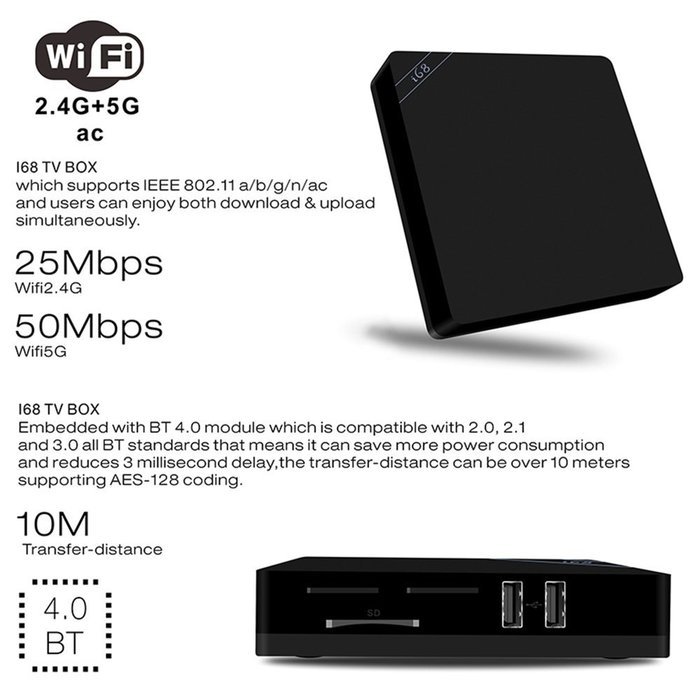 Docooler i68 Smart Android 6.0 TV Box (Amlogic S912 Octa Core 64bit 2GB / 16GB KODI16.1/XBMC VP9 UHD 4K HDMI 1000M... N6