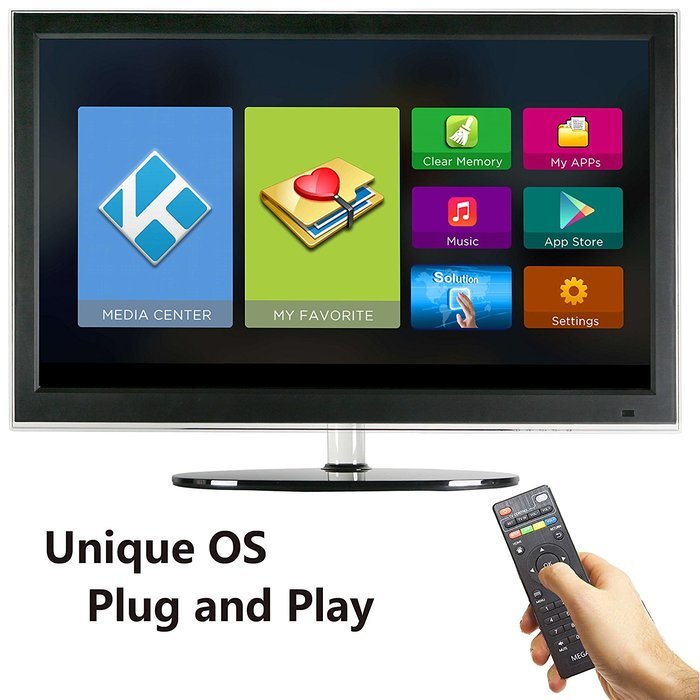 MEGACRA Q1 Unique OS Android TV Box Pre-installed Kodi 16.1, Pre-installed Youtube, Filmon, Facebook and other... N4