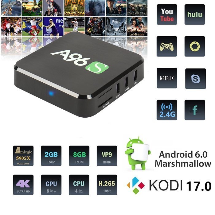 [2016 Jabond Latest A96S] Android 6.0 Newest KODI(XBMC) 17.0 Set Top Smart TV Box Full Loaded 2G RAM 8G ROM Amlogic... N2