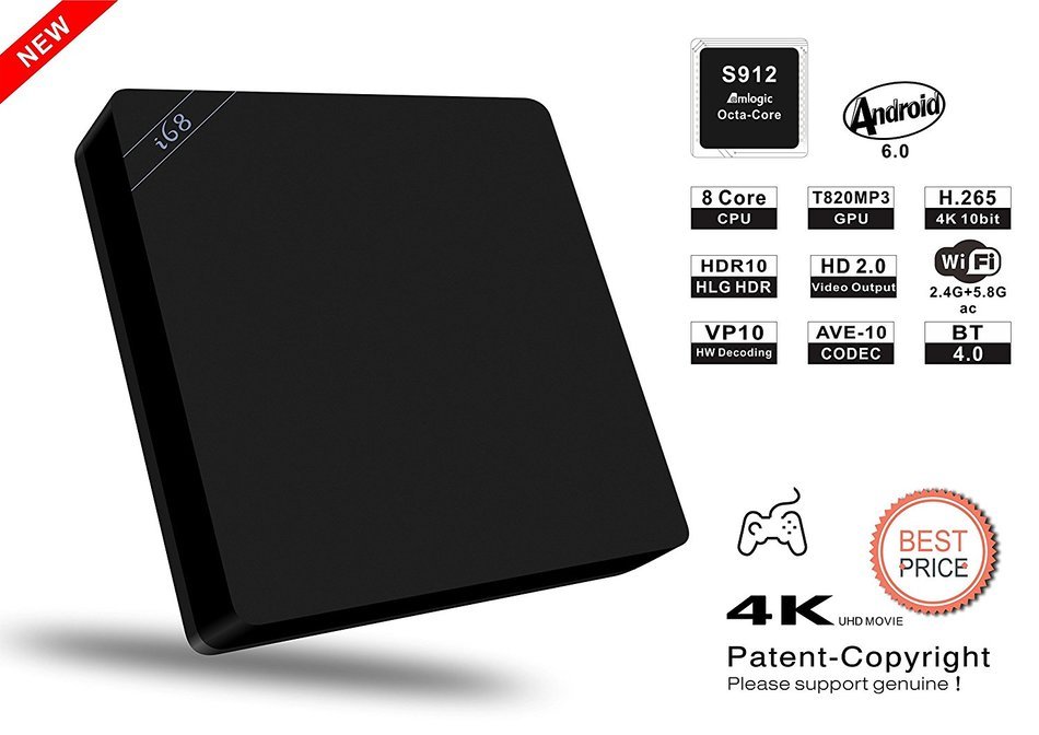 [New Version]GHB Android TV Box Smart TV Box i68 Android 6.0 Amlogic S912 2G/16GB 4K Streaming boxes Octa Core...