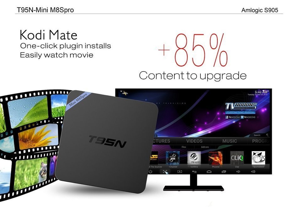 T95N M8S Pro Android TV Box Kodi Pre-installed Amlogic S905 Quad-core Cortex-A53 Android 5.1 2GB DDR3 RAM 8GB... N7