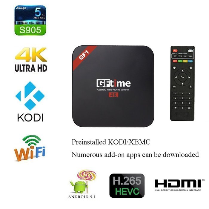 Android TV Box 5.1,GFtime GF1 Amlogic s905 4K Kodi 16.0 1G/8G Fully Loaded unlocked - Quad Core Ultimate HD HDMI... N2