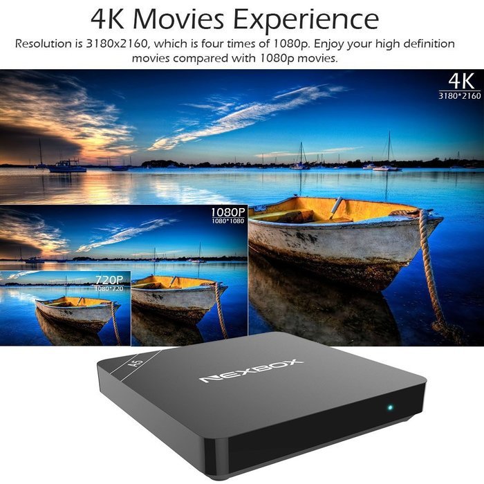 Docooler NEXBOX A5 Smart Android 6.0 TV Box Amlogic S905X Quad Core 64bit 2GB / 16GB KODI16.1 XBMC VP9 UHD 4K... N3