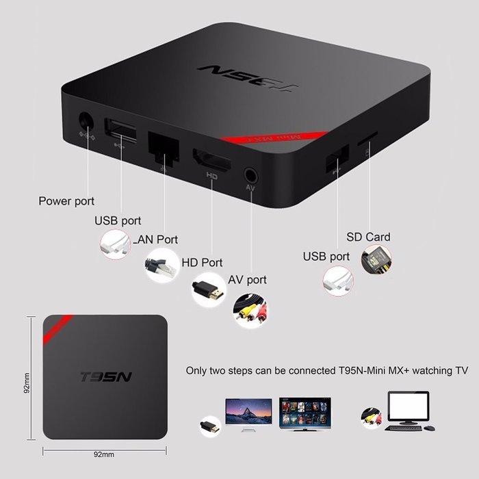 ELEGIANT T95N MX2 Android OS Network Wireless High-definition TV Set-top Box Supports Dolby with Remote Control... N6
