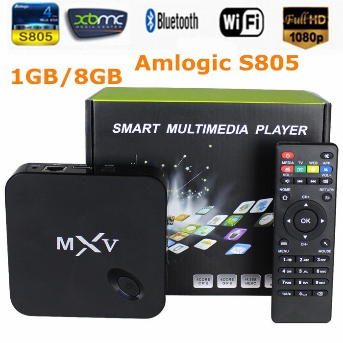 MXV Quad Core Android TV BOX S805 1GB/8GB Cortex 1.5 GHZ Android 4.4 KODI Cloud Tv WIFI Bluetooth H.265 HEVC Media...