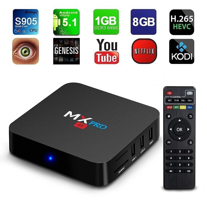 Yongf MX Pro Amlogic S905 Chipset Android 5.1 Lollipop OS Quad Core 1G/8G 4K Google Streaming Media Player TV...