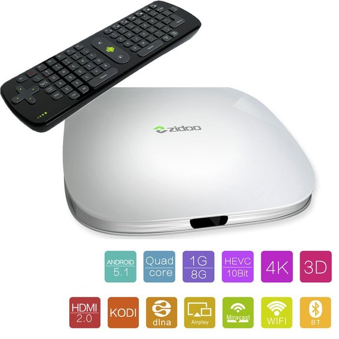 Zidoo X5 Android 5.1 TV Box Amlogic S905 4K Quad Core 1G/8G WiFi HDMI Kodi Pre-installed Smart Media Player TV...