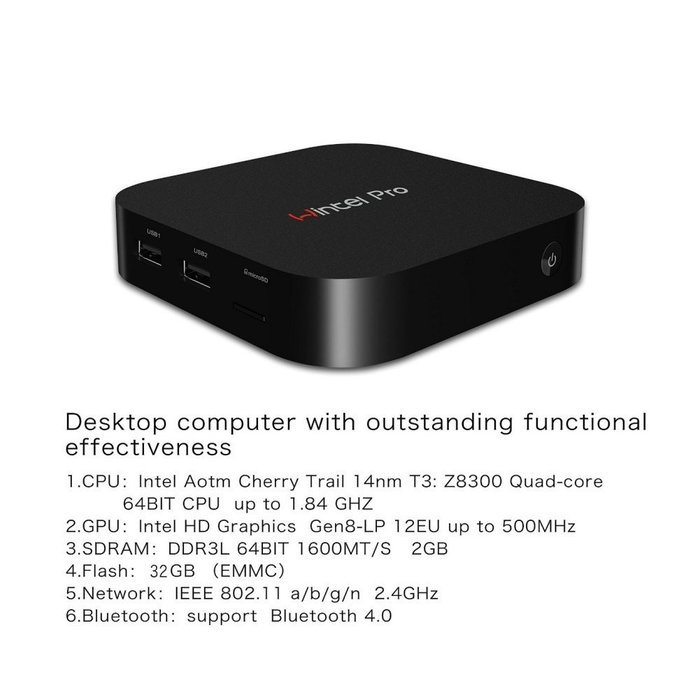 ESHOWEE Intel Z8300 Quad Core USB3.0 Windows 10 Operating System Wintel Pro TV Box UK Plug N5