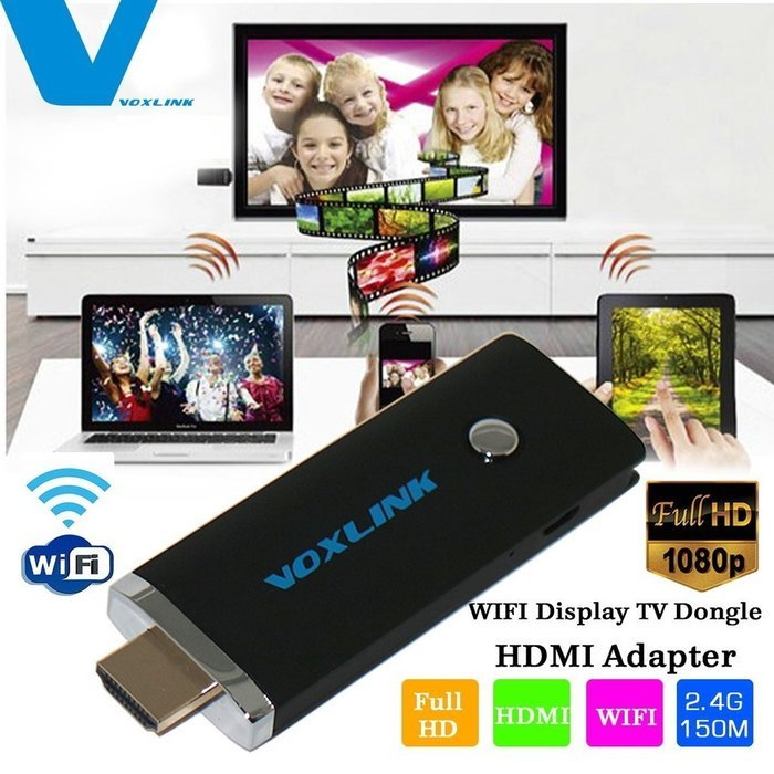 Voxlink 2.4G 150M 1080P WIFI Display TV Dongle HDMI Adapter, BLACK N2