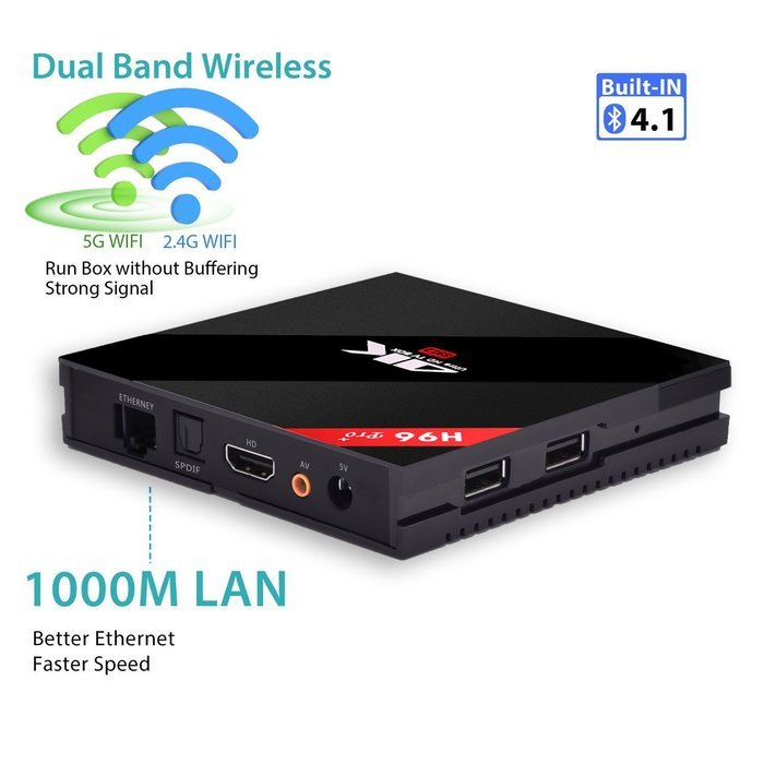 KUAK H96 PRO+ TV BOX Amlogic S912 Android 6.0 Kodi 16.1 octa Core 2GB 16GB Dual WiFi 2.4GHz 5GHz Bluetooth 4.1... N6