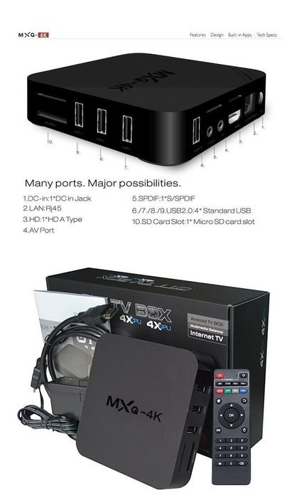 SPHINX&reg; 4K OTT MXQ TV BOX Android TV BOX Multimedia Gateway Internet TV Streaming Media Players Android KitKat... N3
