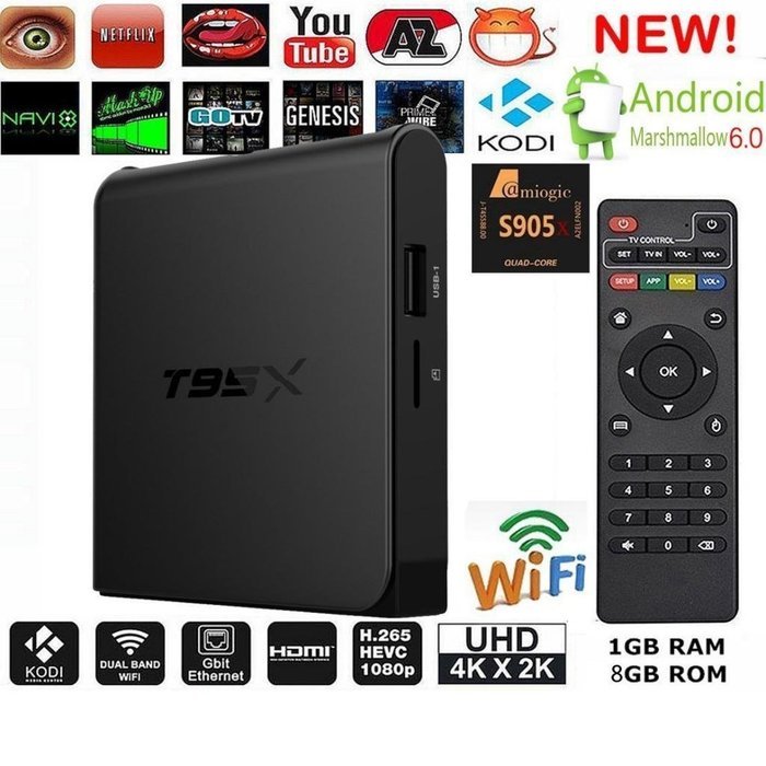 Android 6.0 Internet Smart TV Box Quad Core 1+8GB 3D 1080P FHD N2