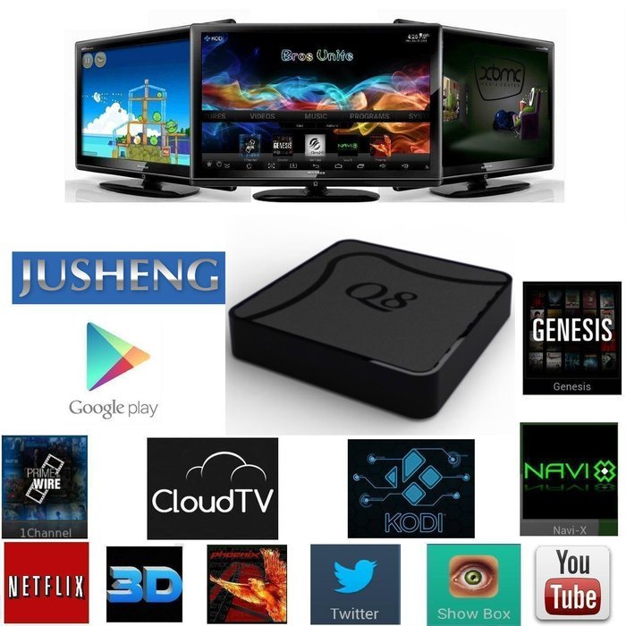 JUSHENG&reg; Q8 2016 Android TV BOX fully loaded with Kodi 16.0XBMC Amlogic S905 Quad Core(Cortex-A53) Penta-Core...