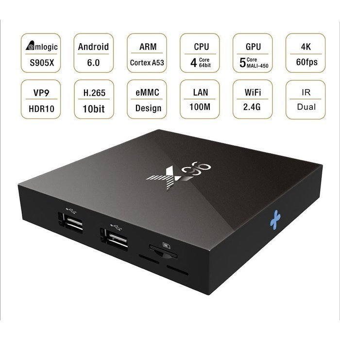 SinKinFon Newest SKF-X96 Android TV Box Android 6.0 KODI 16.1 4k 60fps TV Box 2GB 16GB, Amlogic S905X 64bit Quad...