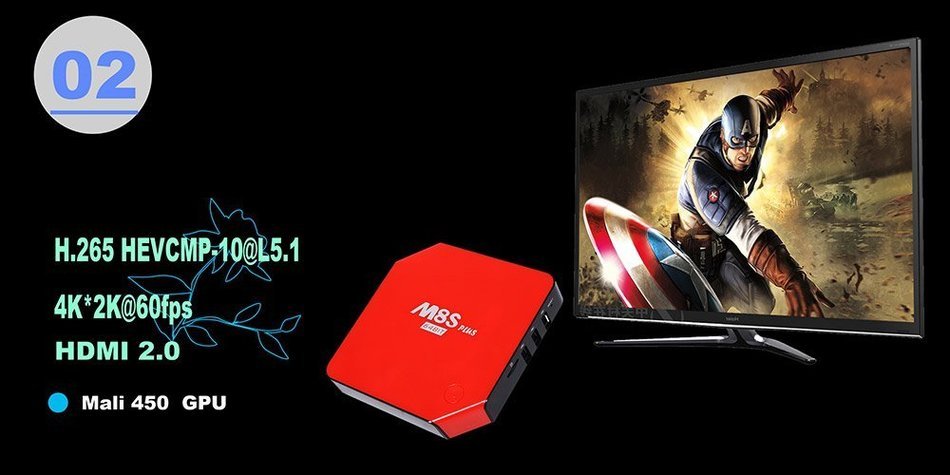 Android 5.1.1 TV Box M8S Plus Xbmc KODI (15.2) 4Kx2K Amlogic S905 Quad-core 2GB/16GB Built-in WiFi Bluetooth 4.0... N9