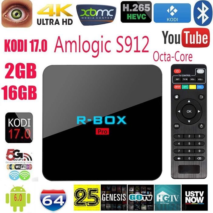 Vipwind R-BOX Pro Android 6.0 TV Box S912 Octa-Core 64bit 2GB /16GB KODI 17.0 VP9 UHD 4K HDMI 2.4G&5G Wi-Fi Miracast...