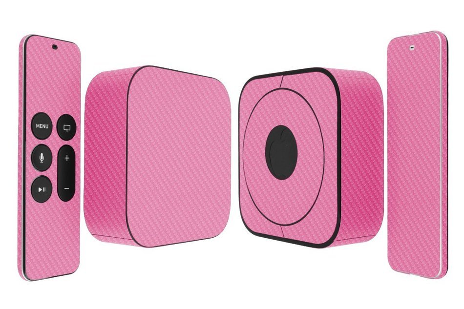 Skinomi TechSkin - Apple TV 2015 (4th Gen) Pink Carbon Fiber Full Body Skin / Front & Back Wrap Clear Film / Ultra...