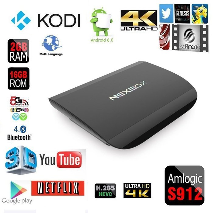 Spdoo NEXBOX A1 Android 6.0 2G/16G 4K TV BOX Amlogic S912 Octo-core 2GHz ARM Cortex-A53 64-bit KODI 16.1 Fully... N2