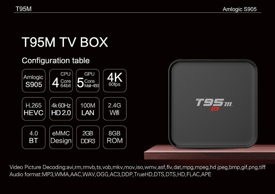 T95M Android TV Box Kodi 16.0 XBMC Fully Loaded 1080P Amlogic S905 Quad Core Smart Media Player RAM 2GB ROM 8GB... N4