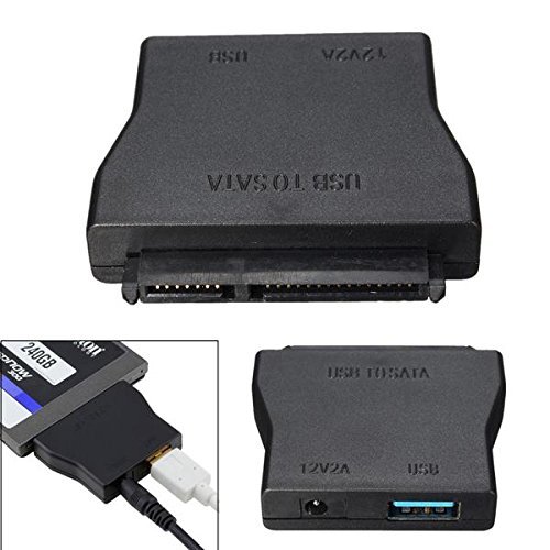 BephaMart 12V 2A USB 3.0 to SATA 22 Pin Data Power Adapter for 2.5 inch HDD Hard Disk Driver