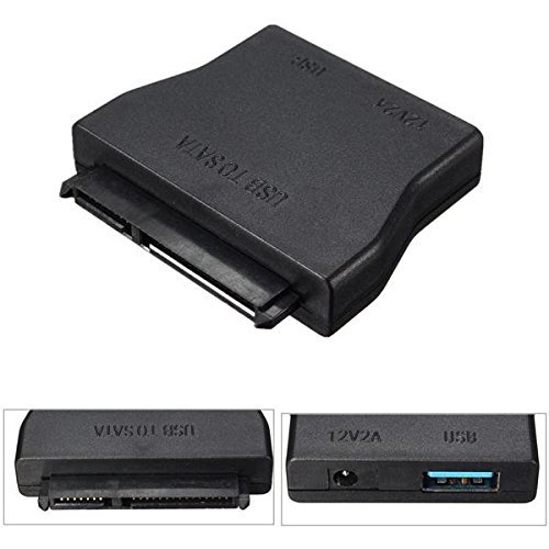 BephaMart 12V 2A USB 3.0 to SATA 22 Pin Data Power Adapter for 2.5 inch HDD Hard Disk Driver N7