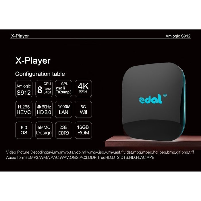 Balight 2017 New Series Xplayer TV Box Android 6.0 Amlogic S912 8 Core Octa-core Cortex-A53 2GB DDR3 + 16GB WIFI... N5