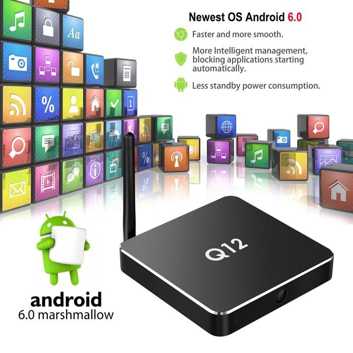 NinkBox Q12 Android 6.0 Marshmallow Emmc Octa-core Amlogic S912 2G+16G 4K Android TV Box with Kodi 16.1 H.265... N3