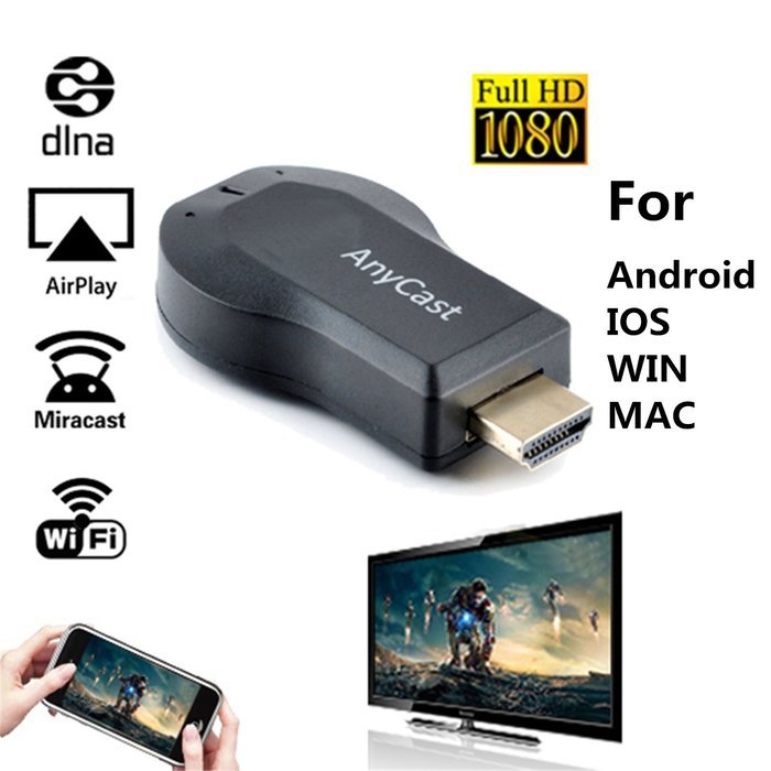 Miracast Dongle Wifi Streaming to TV Wireless Display as Google Chromecast Digital HD Media Streamer TV Stick N4