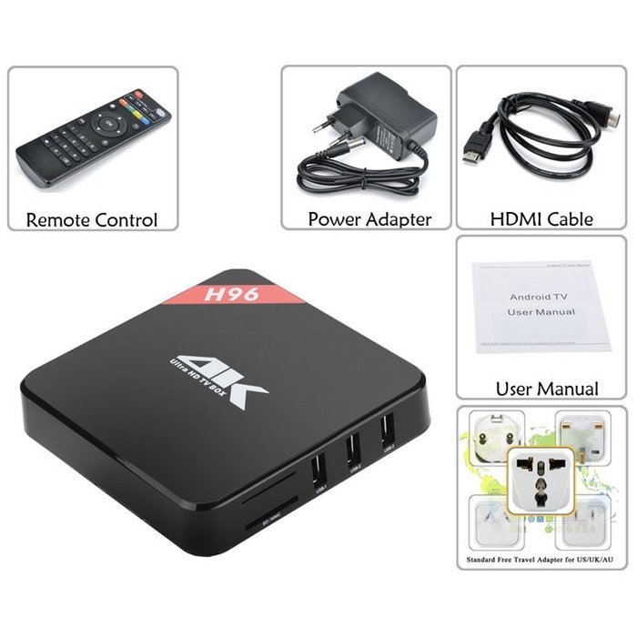NEW H96 Amlogic S905 4kx2k Android 5.1 Quad core 1G DDR 8G Android TV Box Wifi & Ethernet 10/100M N2