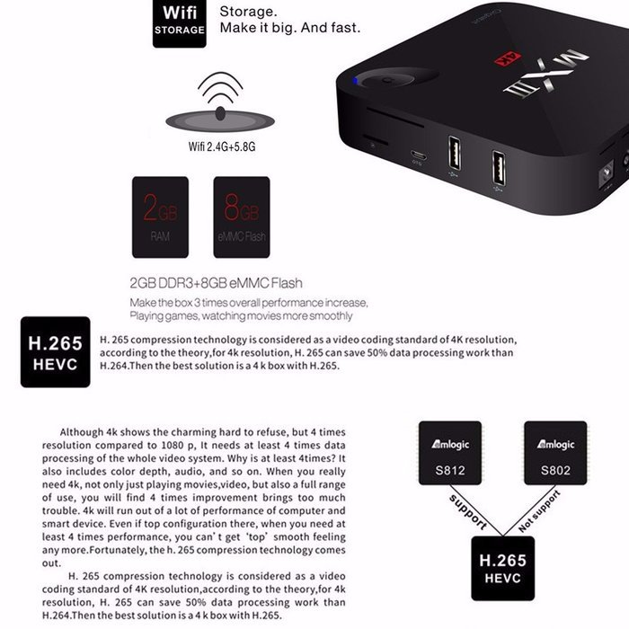 ELEGIANT Smart 4K TV Box - w/Amlogic S812 Quad Core [2G+16G 1000M LAN Ethernet Miracast/DLNA] Android 5.1 OS TV... N4