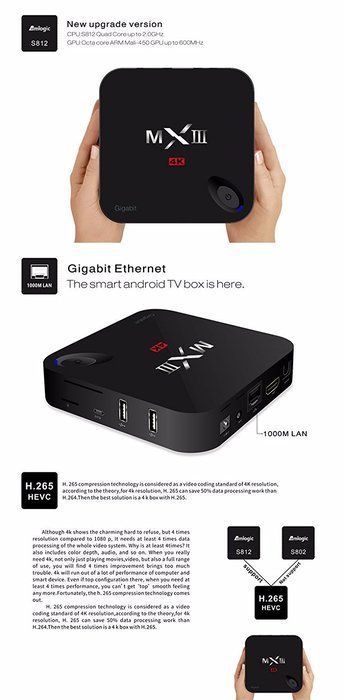ELEGIANT Smart 4K TV Box - w/Amlogic S812 Quad Core [2G+16G 1000M LAN Ethernet Miracast/DLNA] Android 5.1 OS TV... N7
