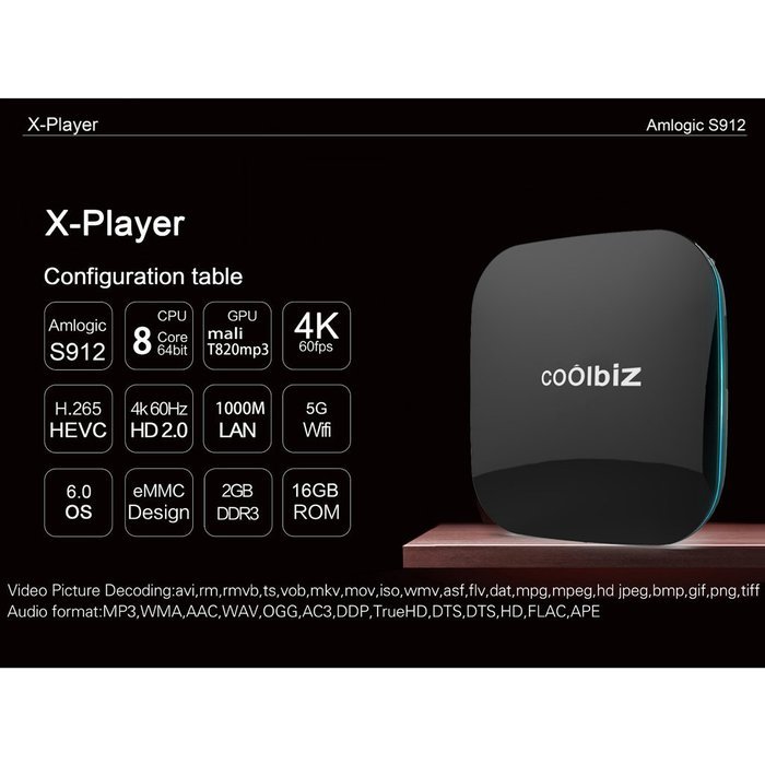 S912 TV BOX, Lary Intel Smart Android 6.0 TV Box Octa Core 2GB DDR3+16GB WiFi HD Media Player 3D N8