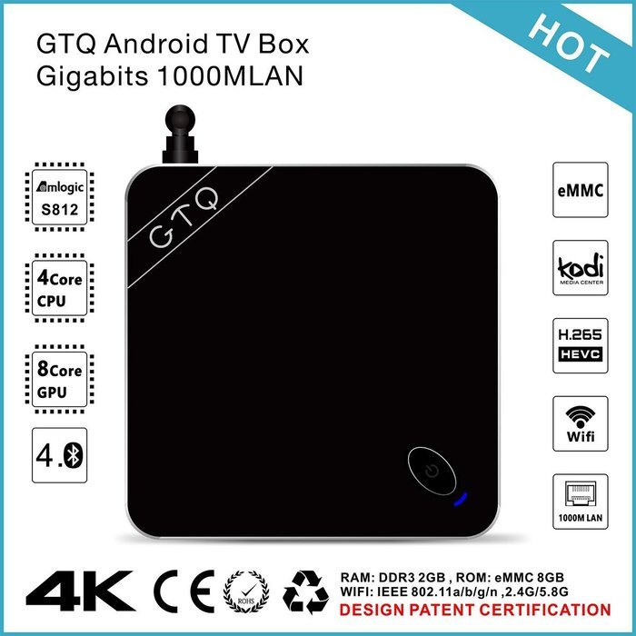 Toox Beelink GTQ Android 5.1 TV Box, Amlogic S812 Quad Core Bluetooth 4.0 Media Player, DDR3 2gb/8gb Kodi XBMC... N7