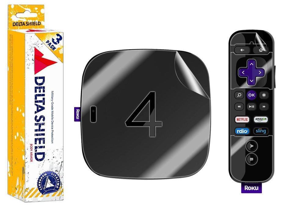 Roku 4 Screen Protector [3-Pack], DeltaShield BodyArmor Full Coverage Back + Front Screen Protector for Roku 4...