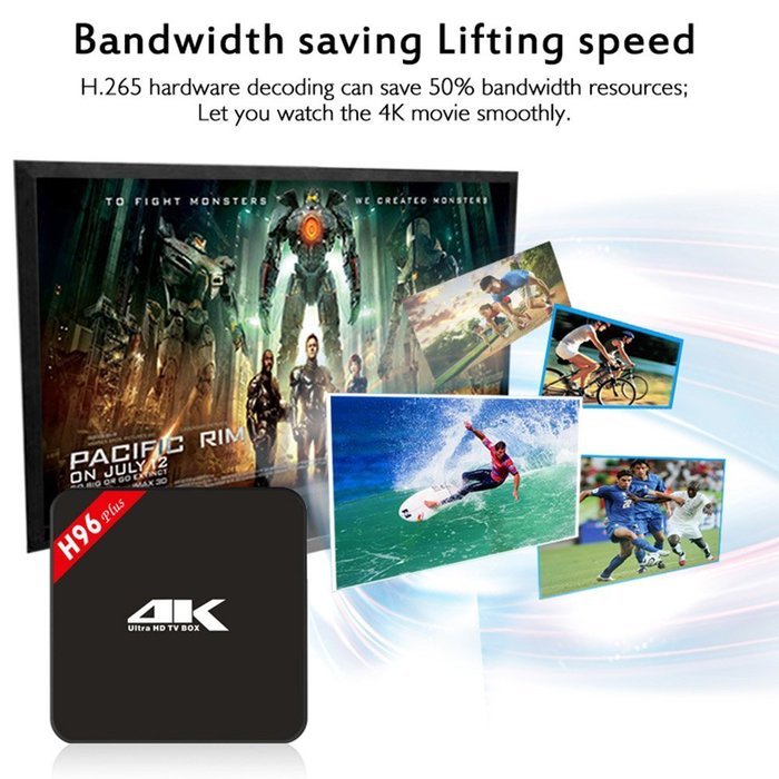 Docooler H96 plus Smart Android TV Box Android 5.1 Lollipop S905 Quad-Core 2GB / 16GB KODI 16.1 H.265 UHD 4K 2.4G... N8