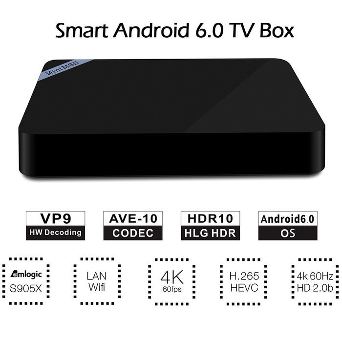 Docooler Mini M8S II Smart Android 6.0 TV Box (Amlogic S905X Quad Core KODI VP9 UHD 4K 2G / 16G XBMC DLNA Airplay...