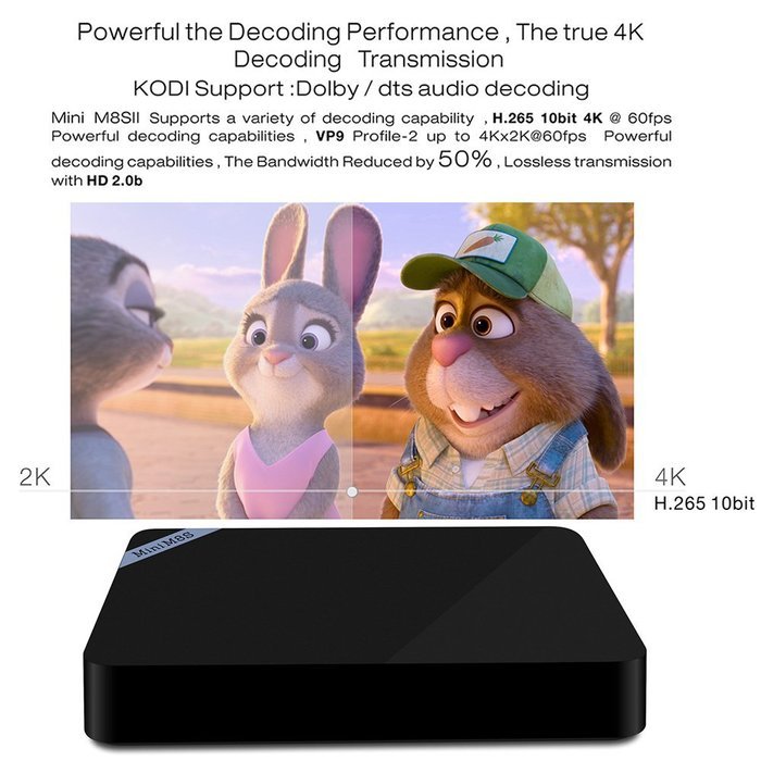 Docooler Mini M8S II Smart Android 6.0 TV Box (Amlogic S905X Quad Core KODI VP9 UHD 4K 2G / 16G XBMC DLNA Airplay... N6