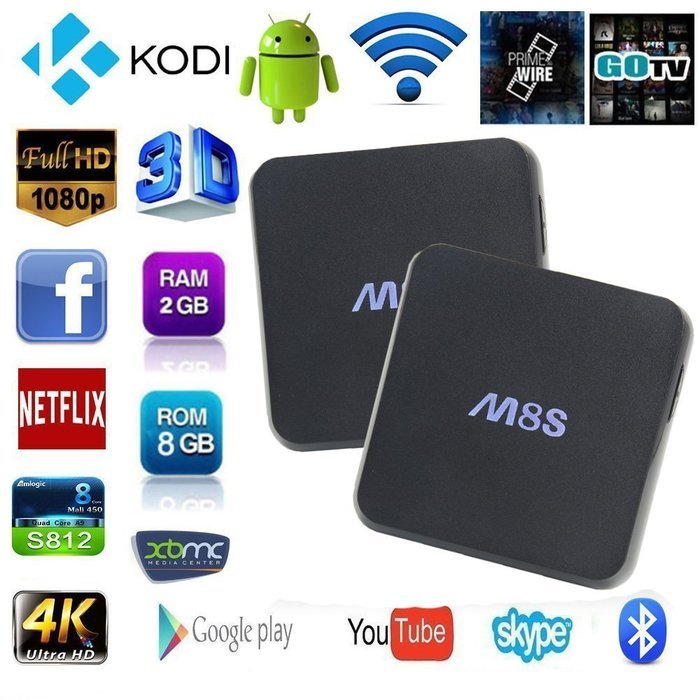 Olymstore 2PCS M8S TV Box Amlogic S812 Quad-Core 2GB+8GB 2.4G/5G Wi-Fi Kodi Bluetooth Android 4.4.2 Streaming...