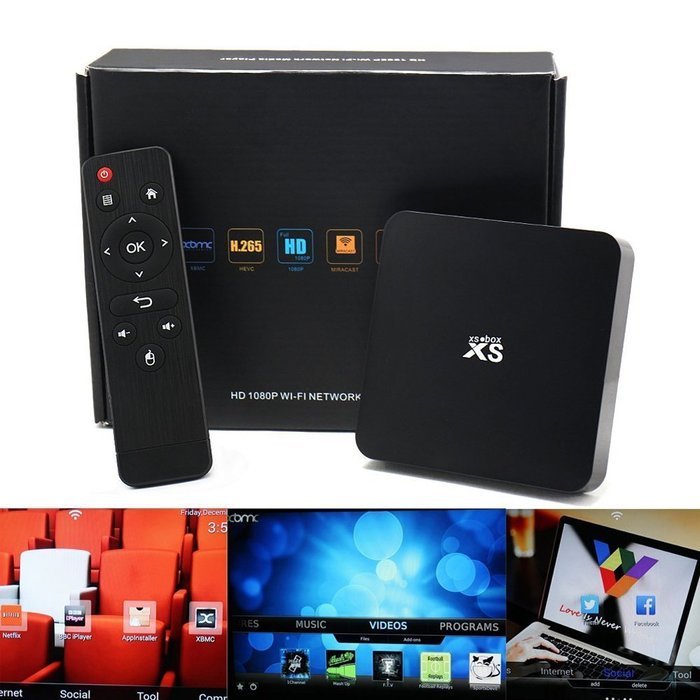 Xsbox Streaming Media Player Tv Box, Amlogic Quad-core 1G 8G 1080p Wi-fi Kodi xbmc H.265 Android 2016 N5