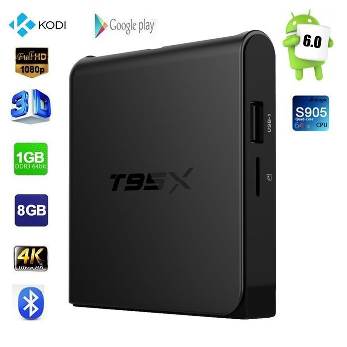 Epteam Android 6.0 TV Box T95X S905 Quad core [1GB/8GB/4K] Kodi 16.1 Full Loaded H.265 64bit Streaming Media Player