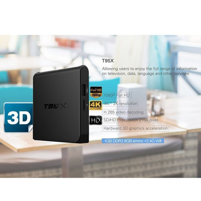 Epteam Android 6.0 TV Box T95X S905 Quad core [1GB/8GB/4K] Kodi 16.1 Full Loaded H.265 64bit Streaming Media Player N6