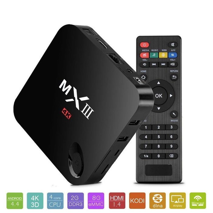 MX3 MXIII Android 4.4 Quad Core 2G/8G XBMC KODI 4k TV Box 3D-HD Blu-ray Streaming Media Player Bluetooth DLNA...