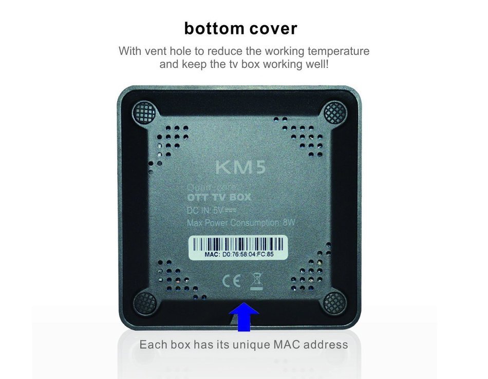 YuRen KM5 Amlogic S905X Android 6.0 TV Box Quad Core 1G 8G Kodi 17.0 Streaming Media Player