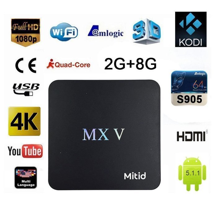 Mitid MXV Smart TV Box Mini PC Amlogic S905 Quad Core IPTV Streaming Media Player 2GB/8GB WiFi HD 4K HDMI KODI...