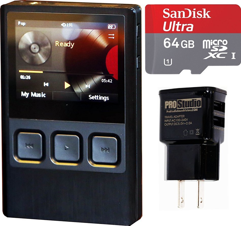 iBasso DX90 High Resolution Audio Player with Dual Sabre ES9018K2M DACs + 64GB Memory + ProStudio USB Charger...
